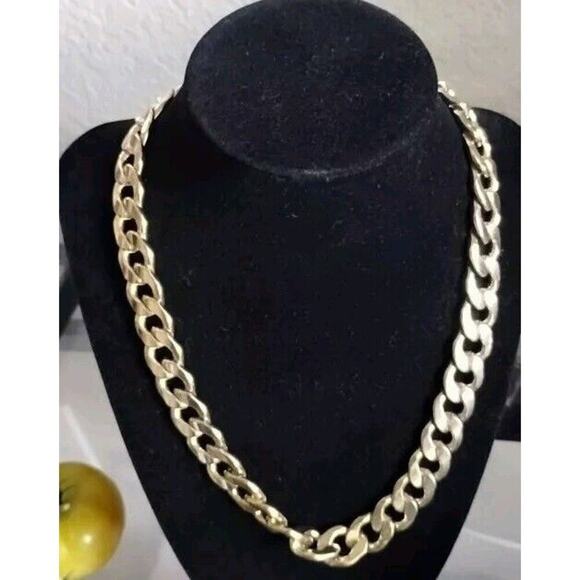 Vintage Estate CHUNKY Curb Link Chain Gold Tone 18-20" Adjustable Necklace HEAVY - Picture 9 of 9